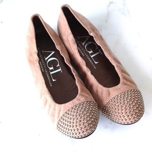 AGL Leather Studded Ballet Shoes. Size 6